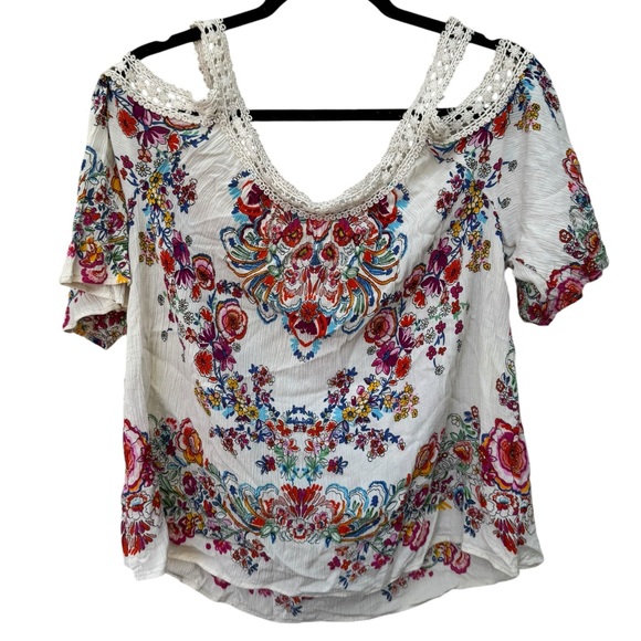 Bila Bright Colored Cold Shouldered Top size Large - Picture 10 of 11